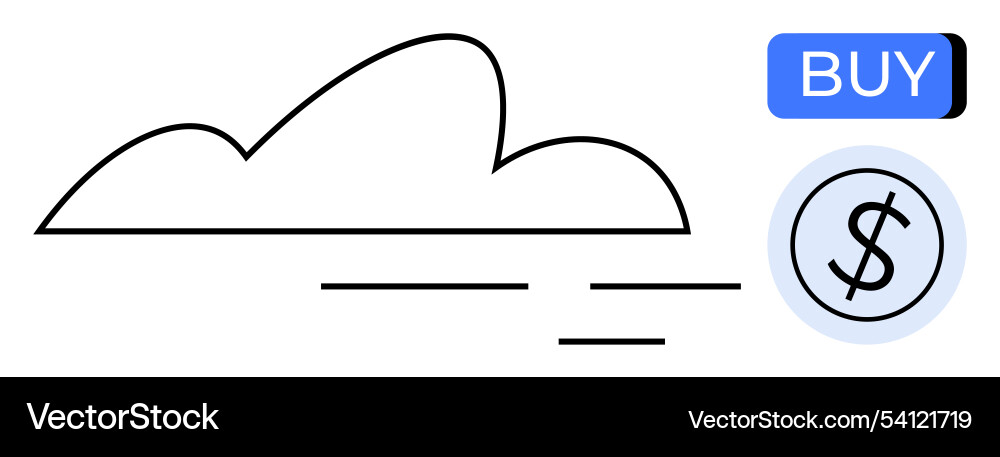 Cloud computing with currency symbol and buy Cloud computing with currency symbol and buy vector image