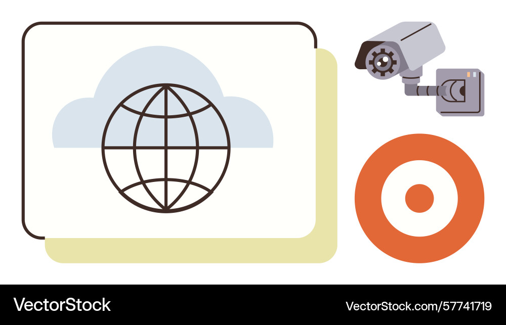 Cloud networking with security surveillance and Cloud networking with security surveillance and vector image