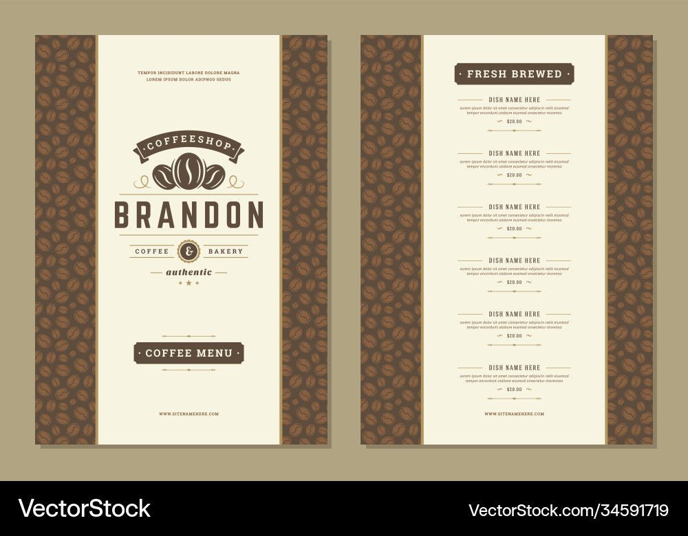 Coffee menu design brochure template Vector Image