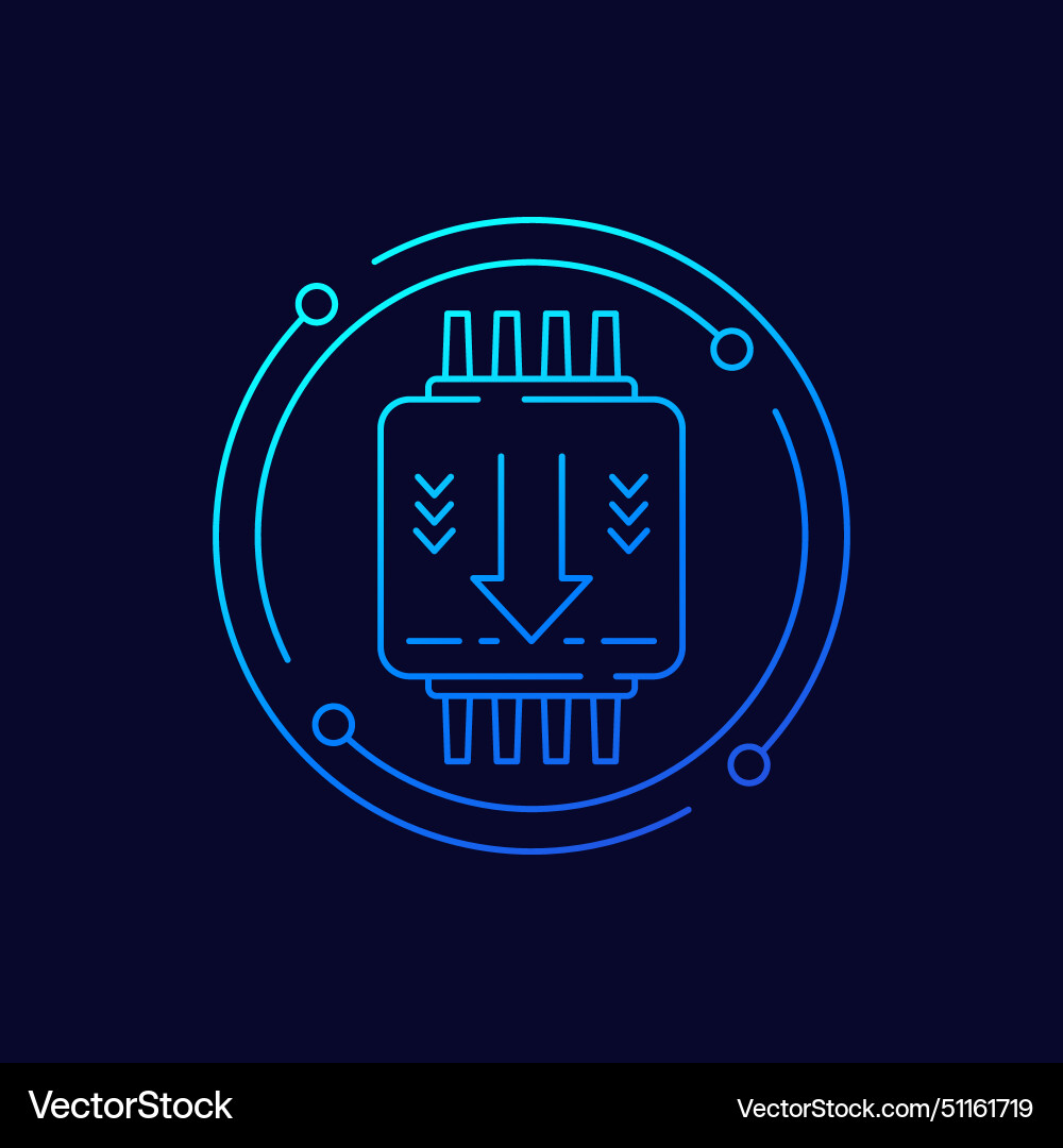 Firmware update icon with chipset linear design vector image