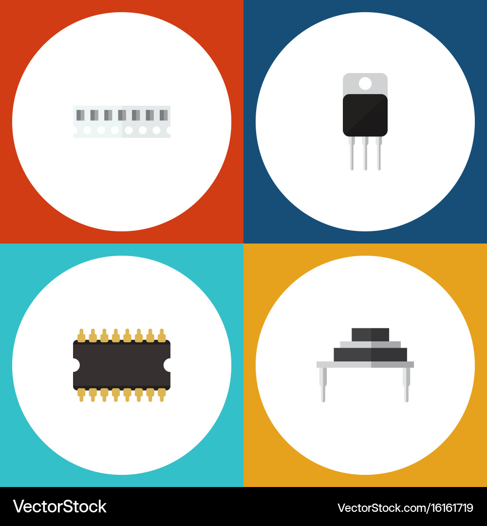 Flat icon electronics set of destination receiver vector image