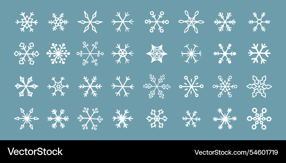 Hand gezeichnete Schneeflocke doodle Ikone Sammlung Hand gezeichnete Schneeflocke doodle Ikone Sammlung vektorbild
