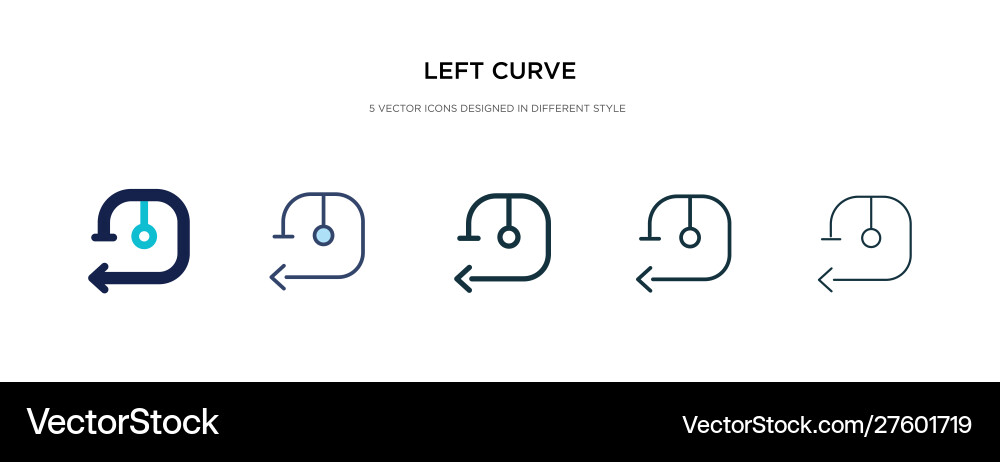 Left curve icon in different style two colored vector image