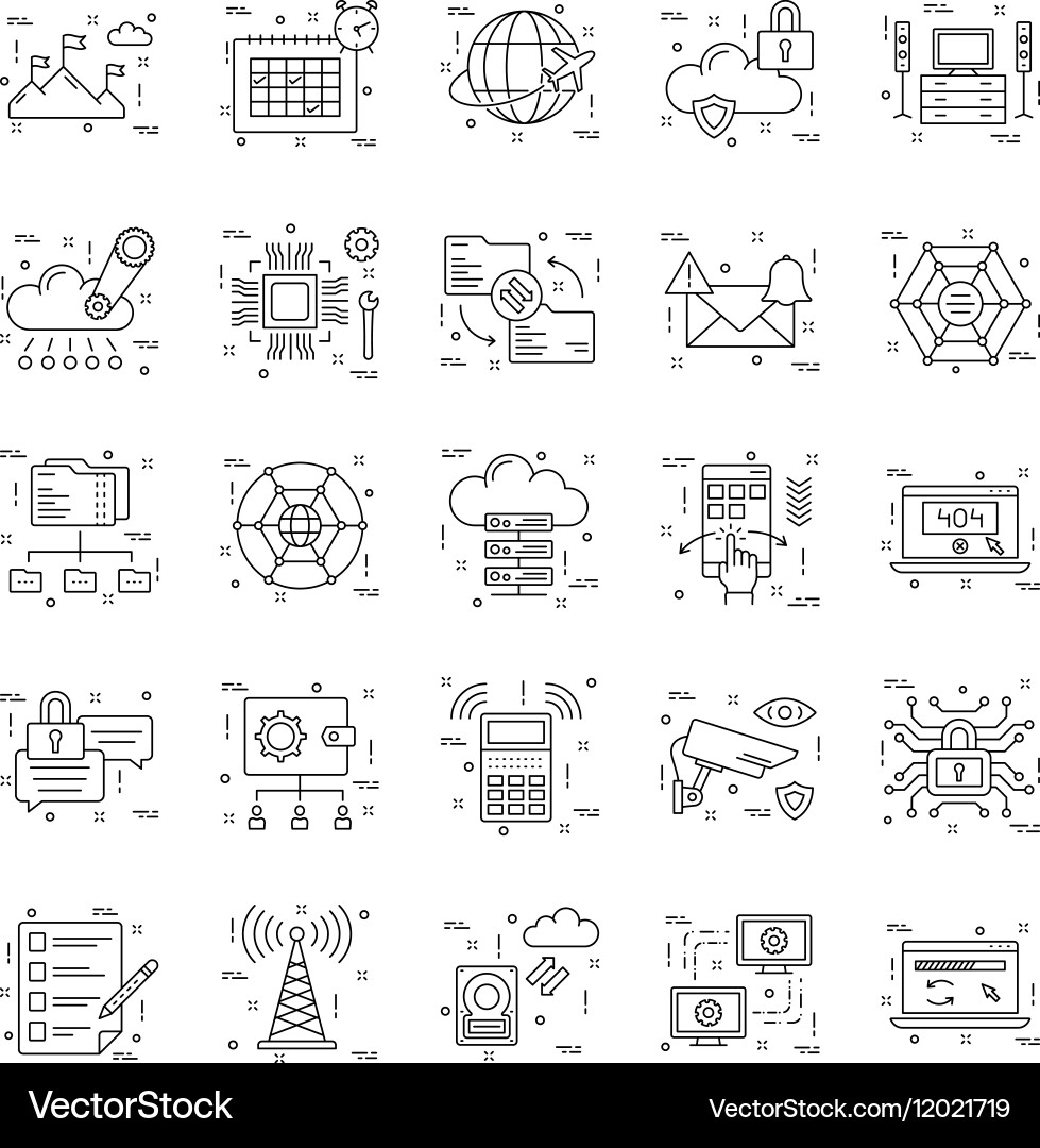 Line Icons - Connectivity & Data vector image