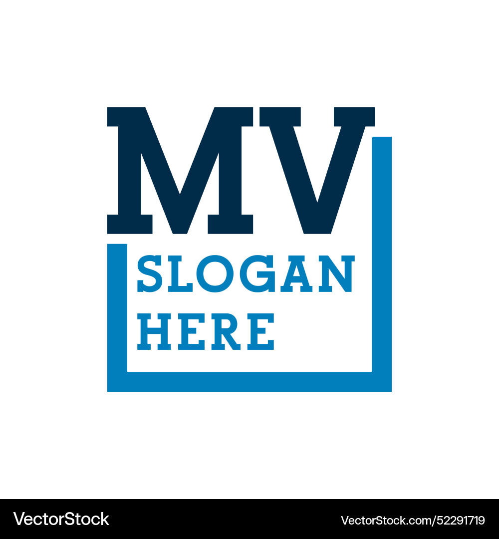 Minimal initials logo letters m and v mv initial Vector Image