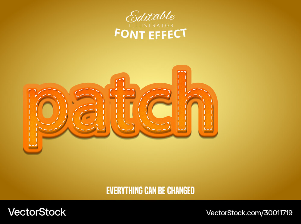 Patch text 3d orange and yellow editable font vector image