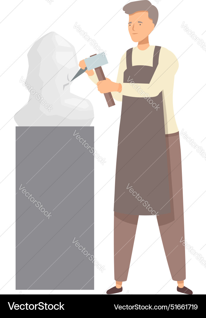 Sculptor working using hammer and chisel on stone Sculptor working using hammer and chisel on stone vector image