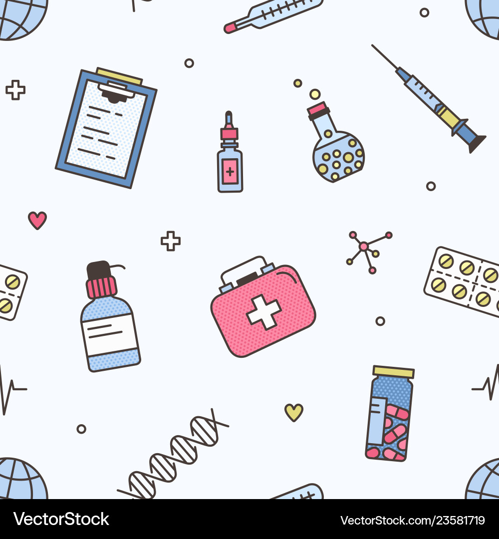 Seamless pattern with biomedical laboratory Seamless pattern with biomedical laboratory vector image