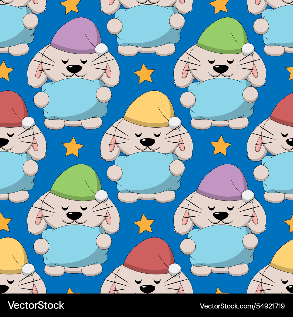 Seamless pattern with cute sleep rabbit Seamless pattern with cute sleep rabbit Vector Image