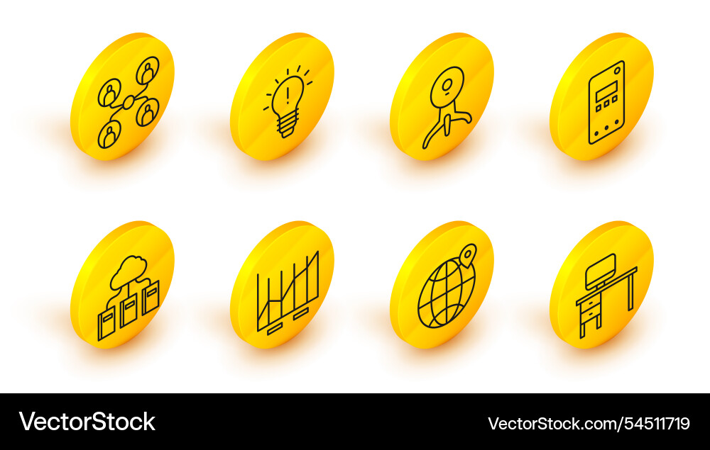 Set line computer monitor and desk location Set line computer monitor and desk location Vector Image