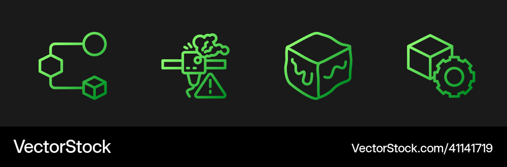 Set line isometric cube 3d printer warning vector image