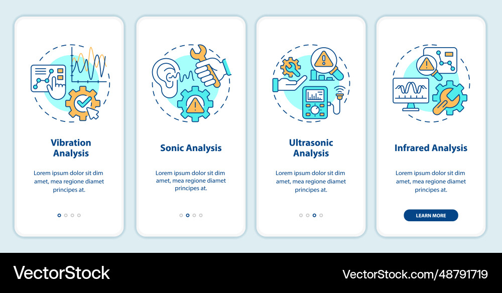 Walkthrough predictive maintenance with icons Walkthrough predictive maintenance with icons vector image