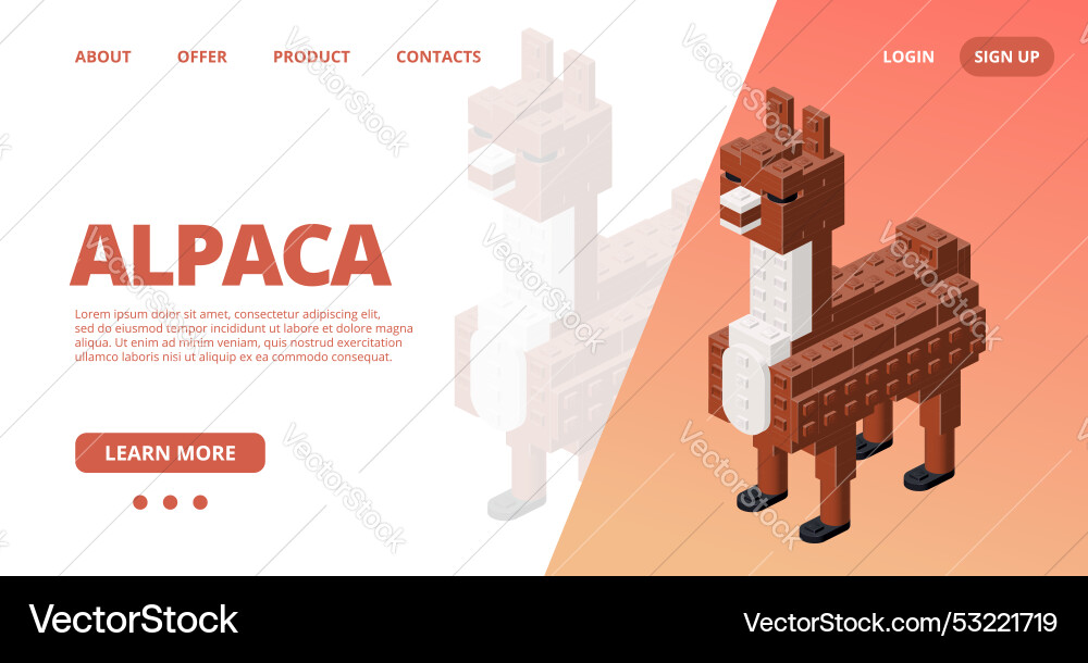 Web template with a alpaca Web template with a alpaca vector image