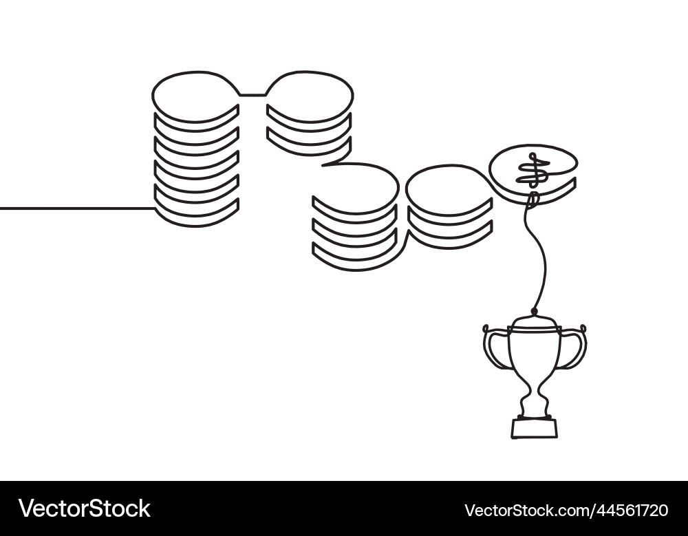 Abstract coins with trophy as continuous lines vector image