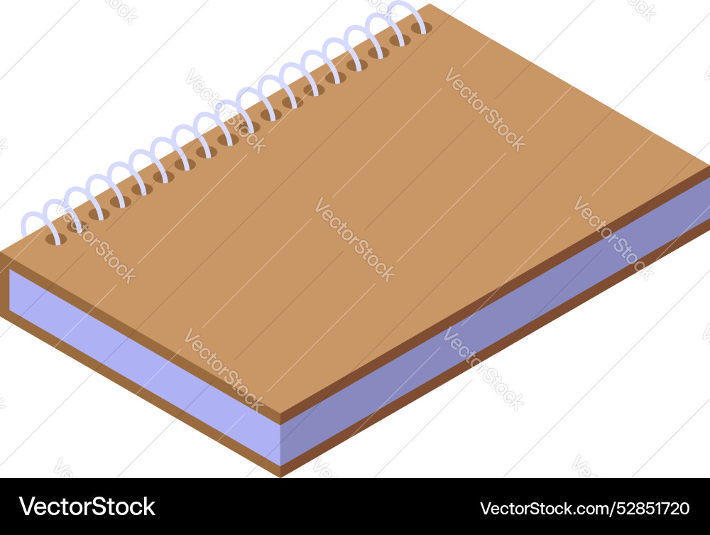 Brown spiral notebook isometric view with blank Brown spiral notebook isometric view with blank vector image