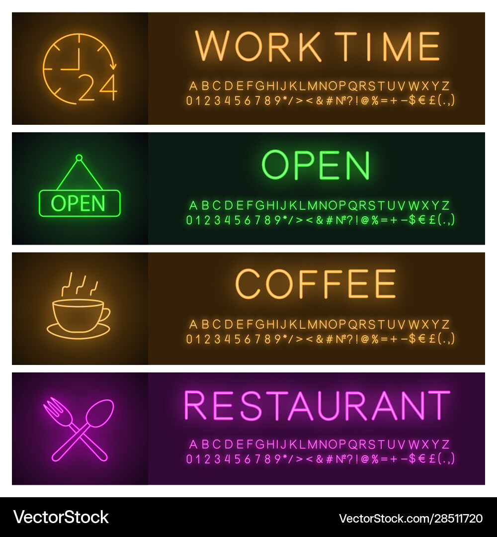 Cafe and restaurant neon light banner templates Cafe and restaurant neon light banner templates vector image