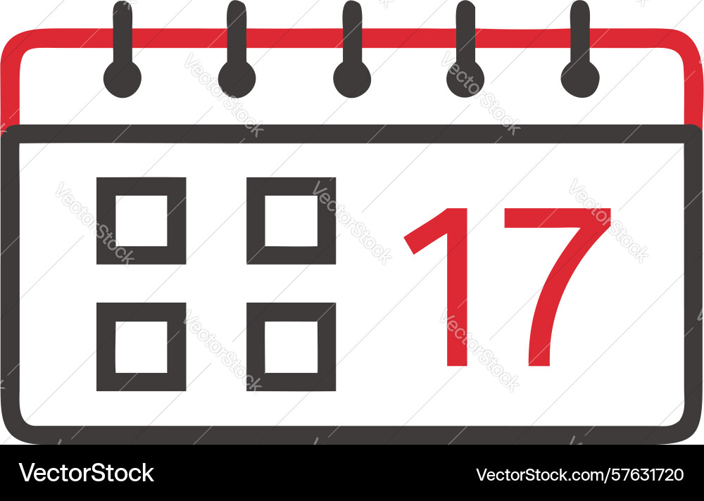 Calendar date 17 with events busy schedule icon vector image