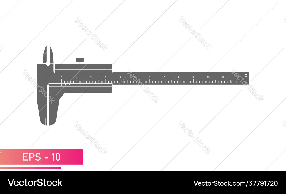 Caliper with numeric scale single-color version Caliper with numeric scale single-color version vector image