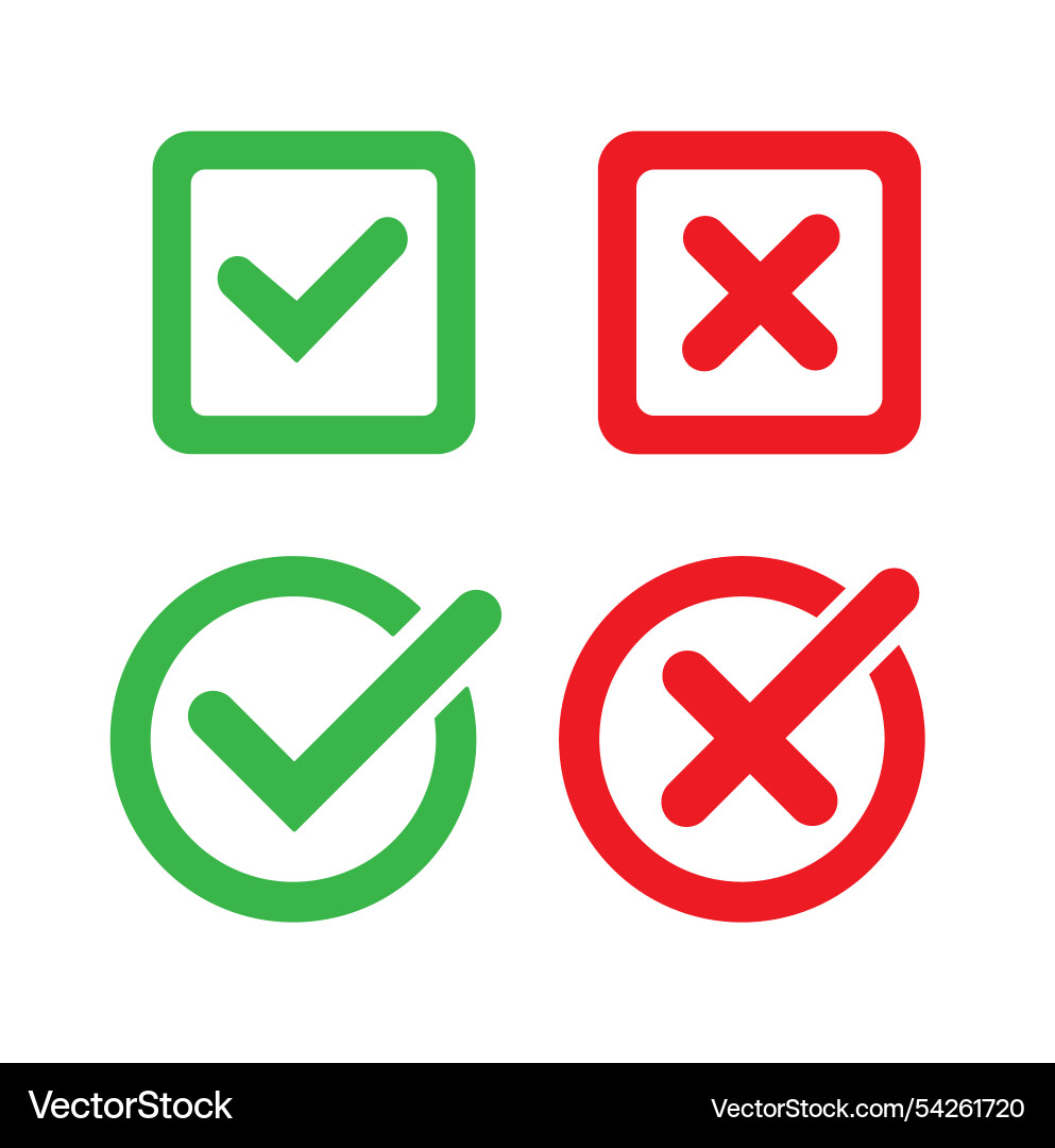 Check mark tick and x icon checkmark vector image