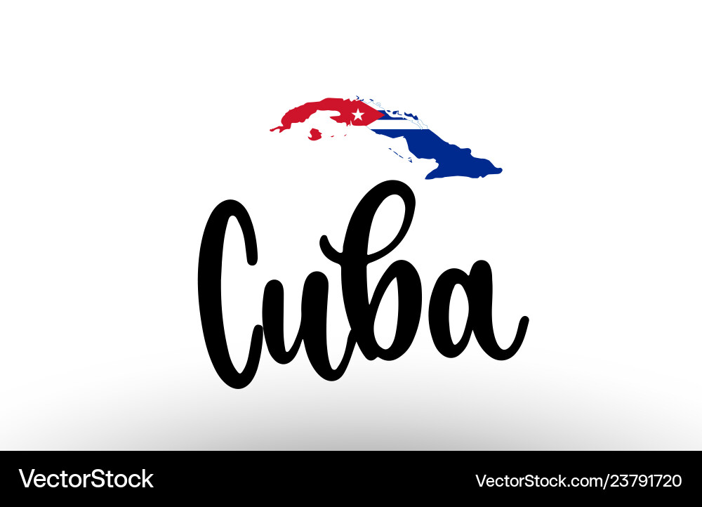 Cuba country big text with flag inside map vector image