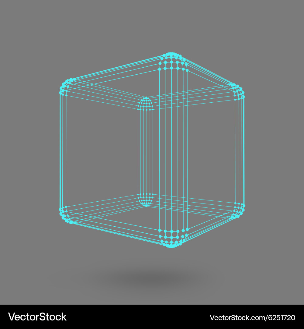 Cube of lines and dots vector image