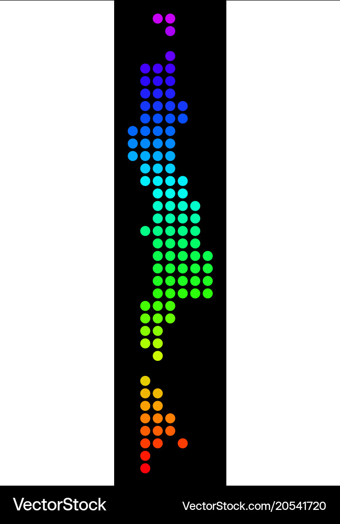 Dotted pixel spectrum sakhalin island map Vector Image