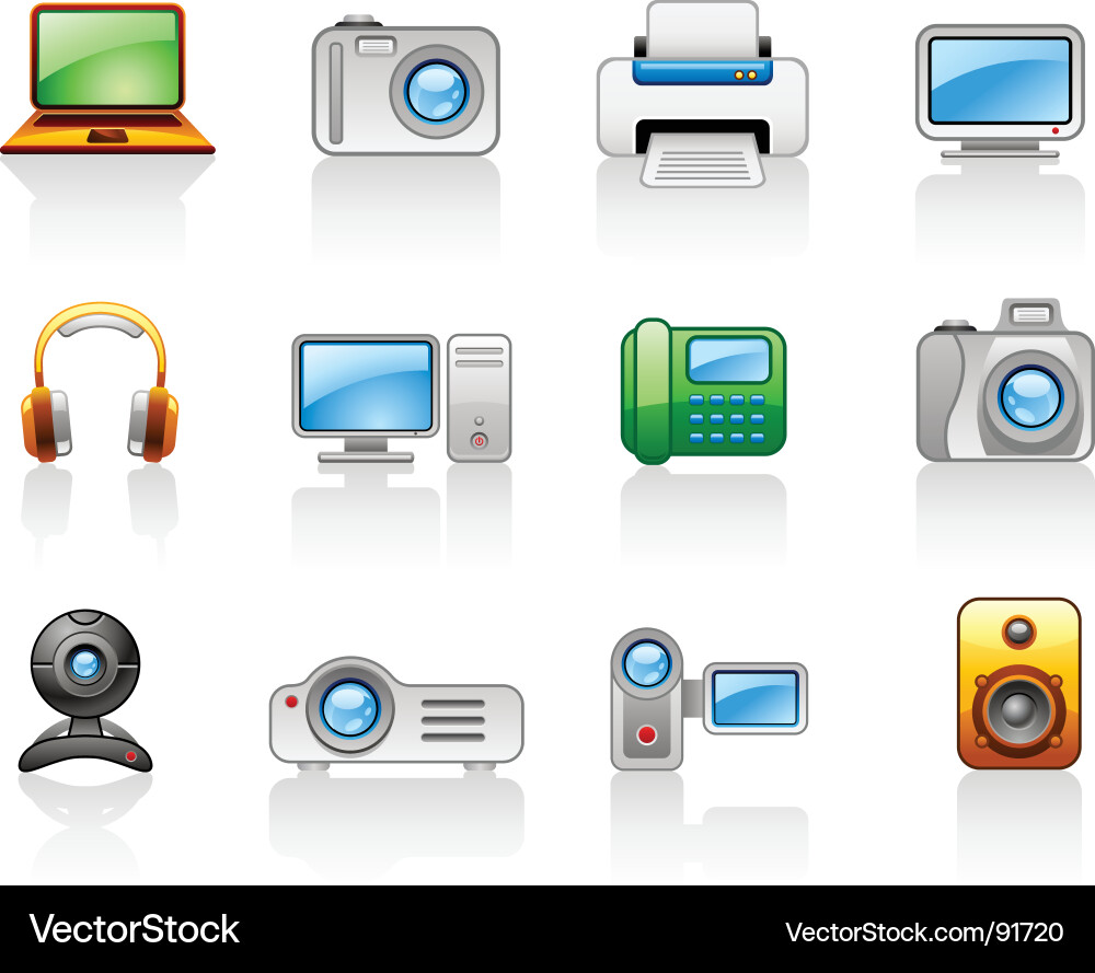 Electronics Icon Set - Computers & Multimedia vector image