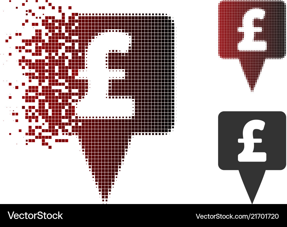 Fractured dot halftone pound map pointer icon Fractured dot halftone pound map pointer icon vector image