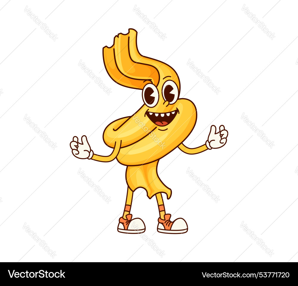 Funghetto italian pasta groovy happy character Funghetto italian pasta groovy happy character vector image