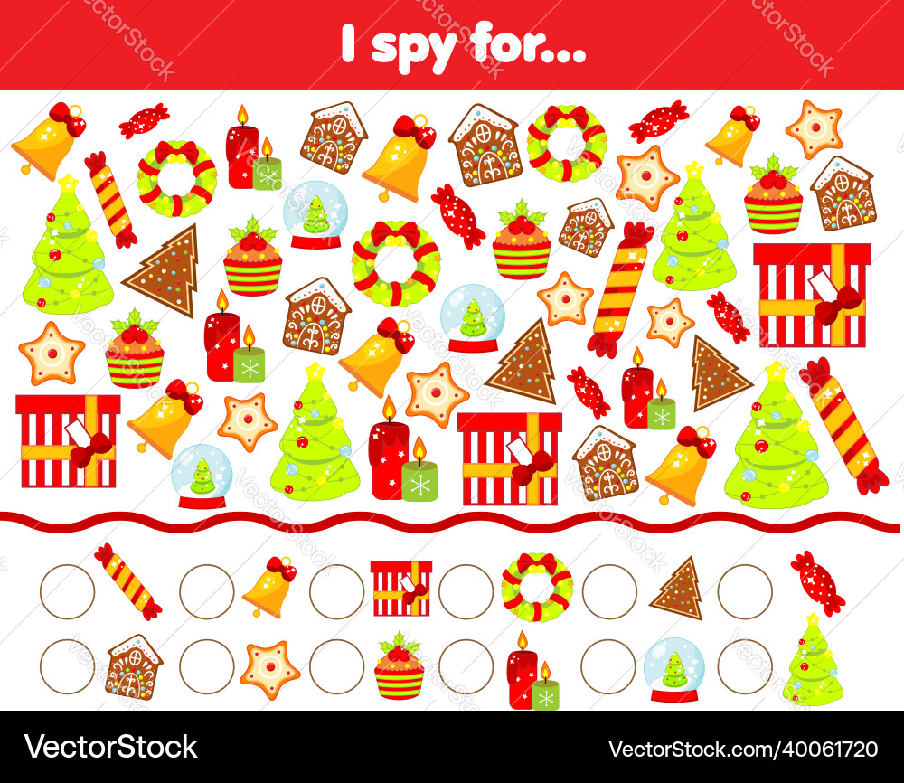 I Spy: Christmas Objects Find & Count vector image