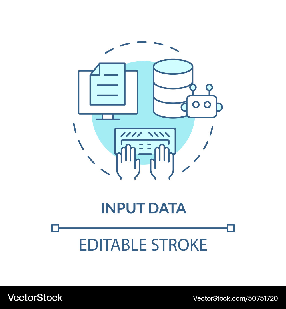 Input data soft blue concept icon Royalty Free Vector Image