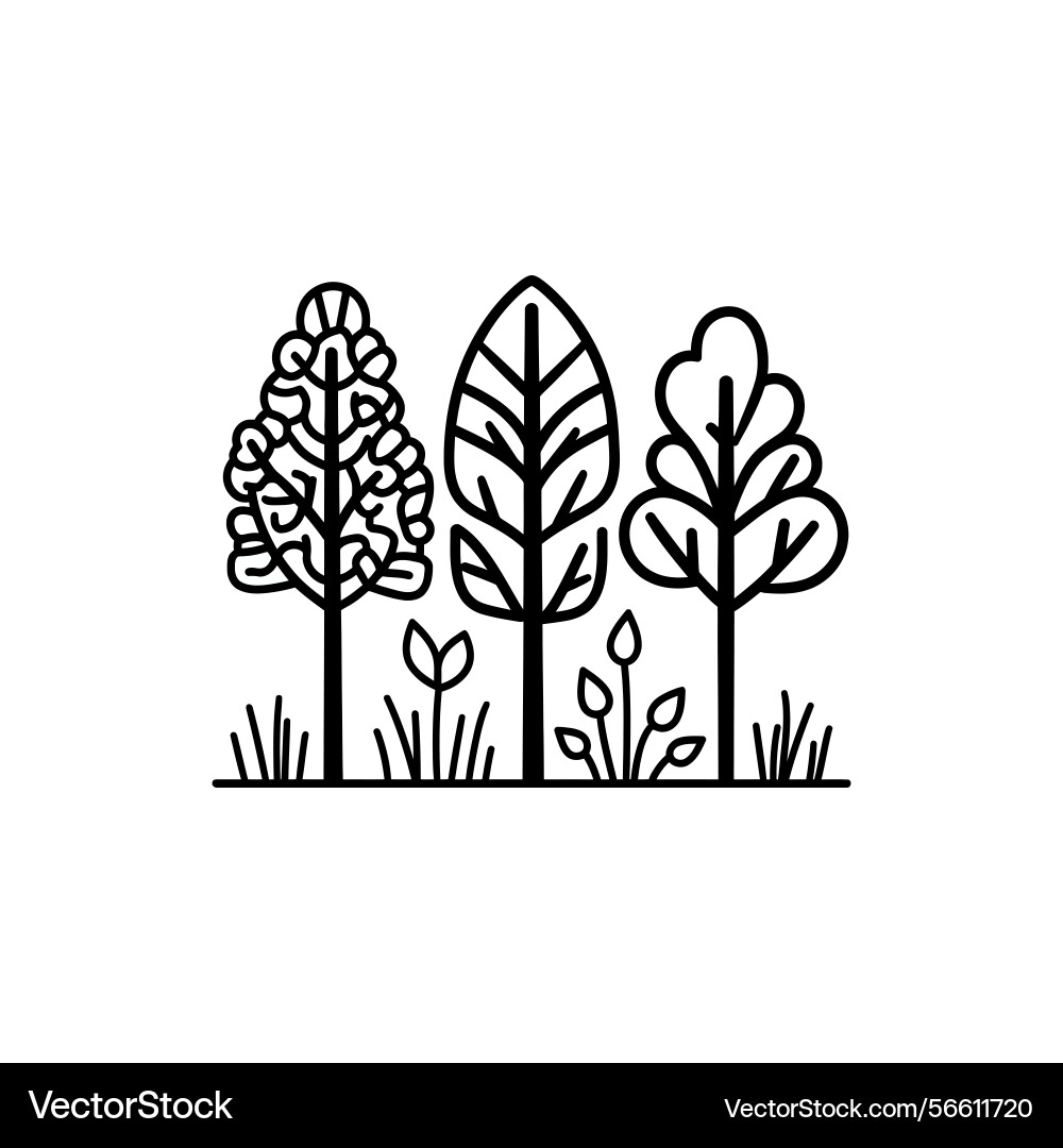 Line art forest design with simple trees Vector Image