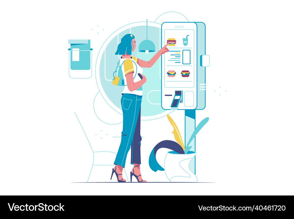 Make order and pay via terminal Make order and pay via terminal vector image