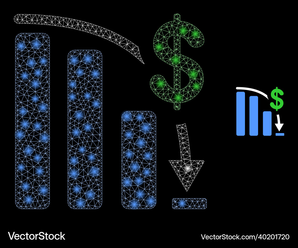 Mesh net bankruptcy bar chart with light Mesh net bankruptcy bar chart with light vector image