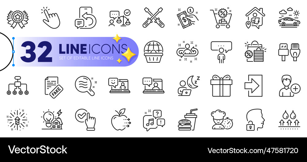 Outline set of smile lawyer and checkbox line Outline set of smile lawyer and checkbox line vector image