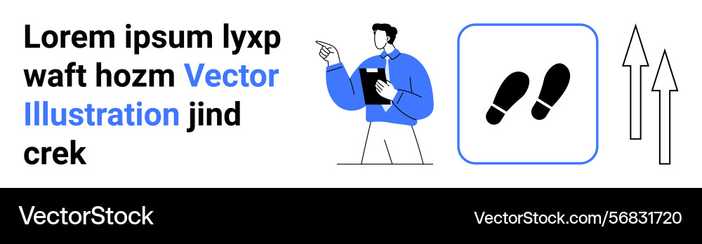 Professional guide introducing steps and direction Professional guide introducing steps and direction vector image