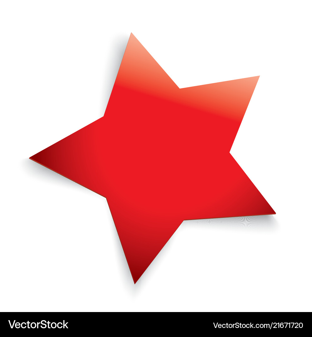 Red five-pointed star casts a soft shadow Red five-pointed star casts a soft shadow vector image