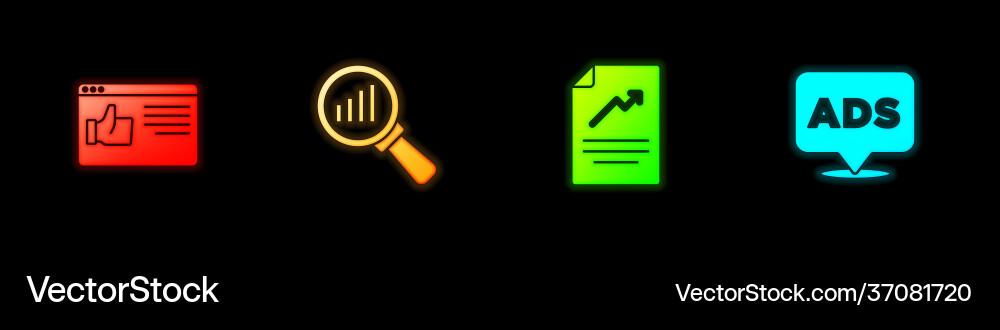 Set browser window magnifying glass and analysis Set browser window magnifying glass and analysis vector image
