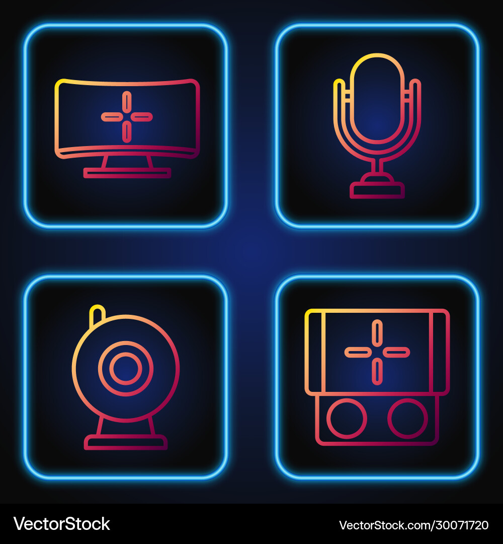Set line portable video game console web camera Set line portable video game console web camera vector image