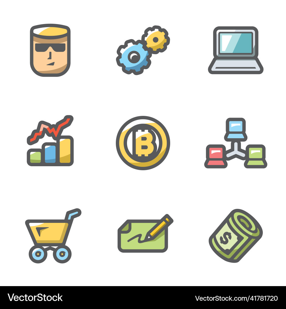 Set of cryptocurrency icons programmer Set of cryptocurrency icons programmer vector image