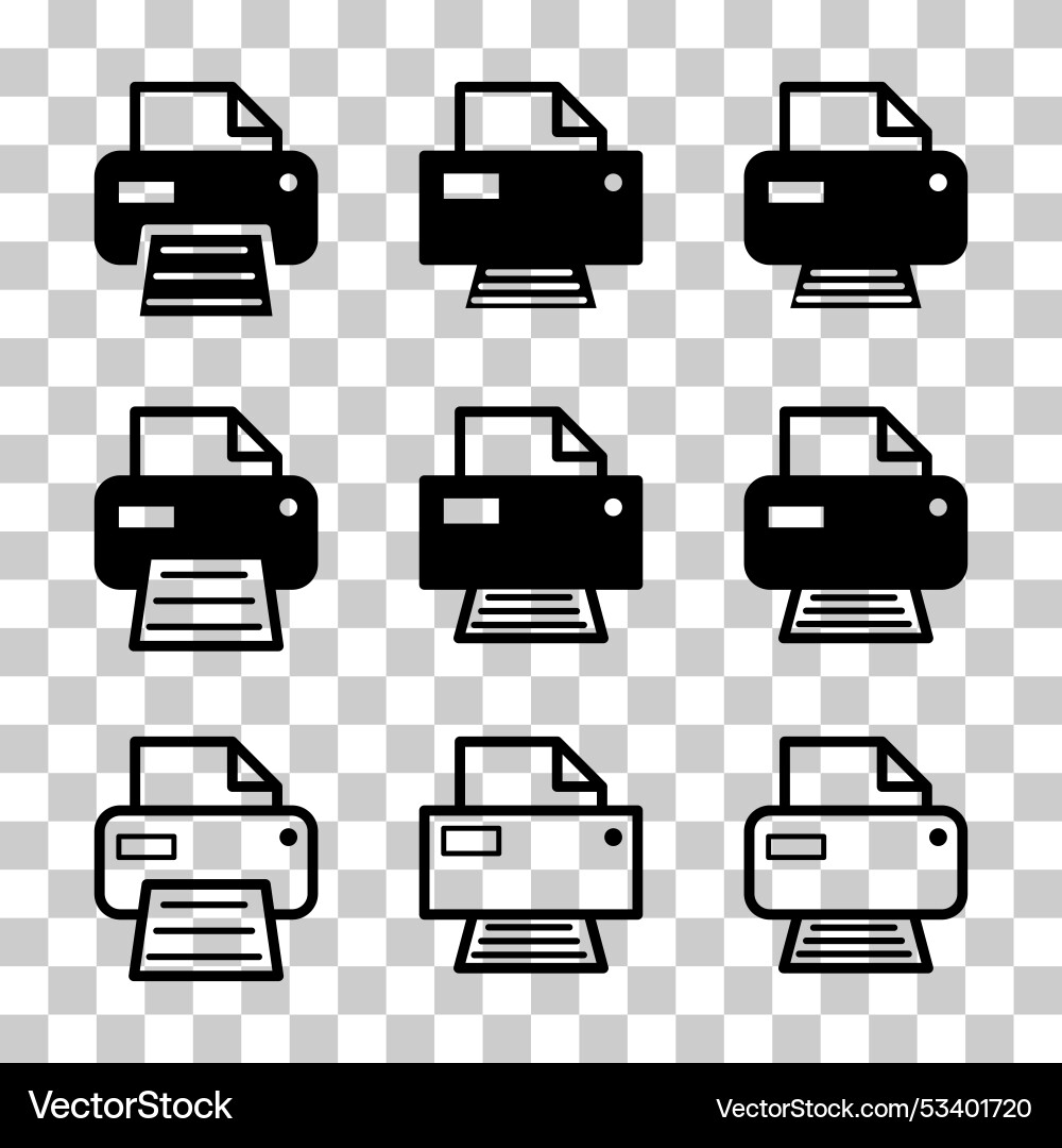 Set of printer document web icon printout machine Set of printer document web icon printout machine vector image