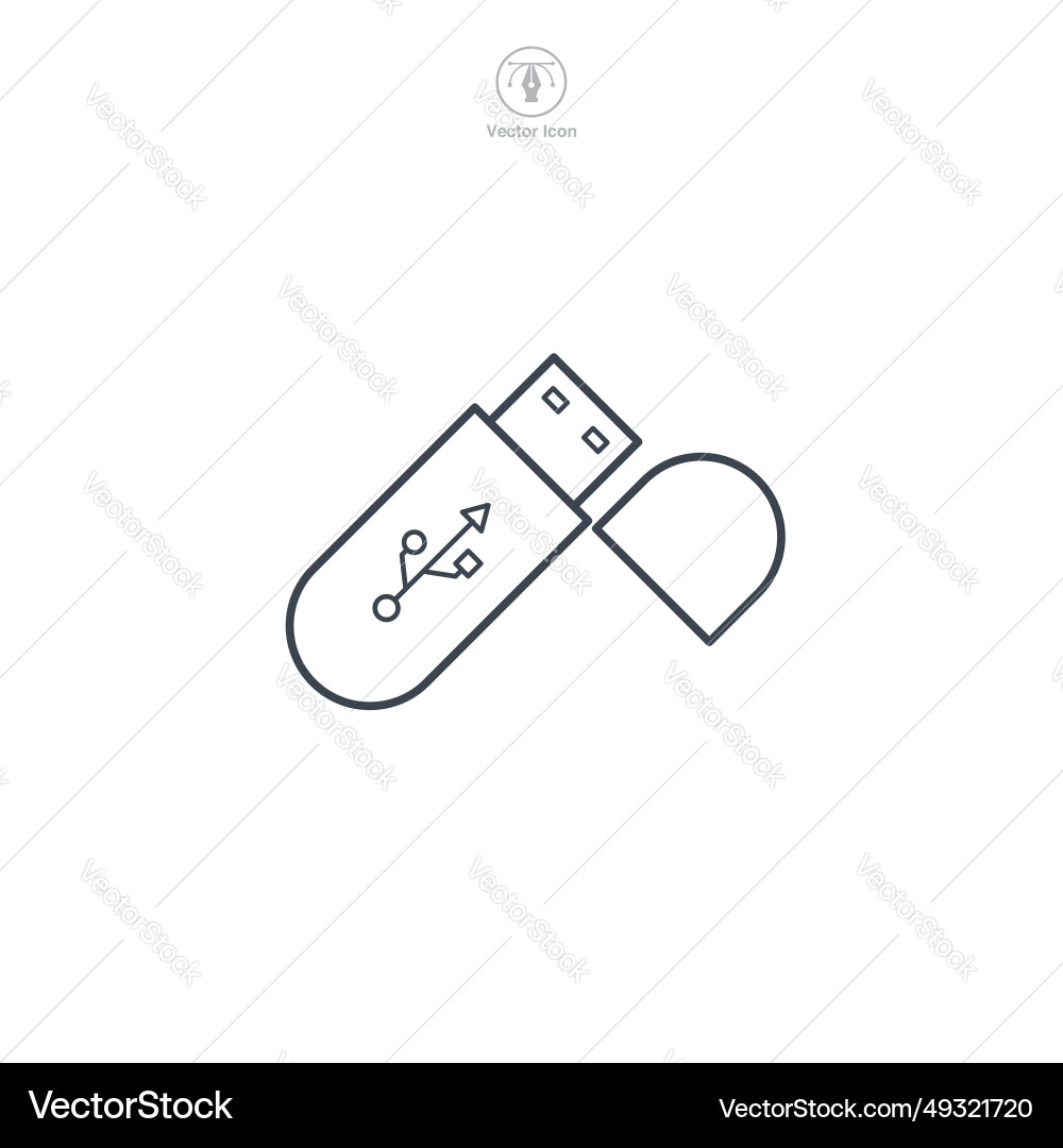 Usb stick icon symbol isolated on white background Vector Image