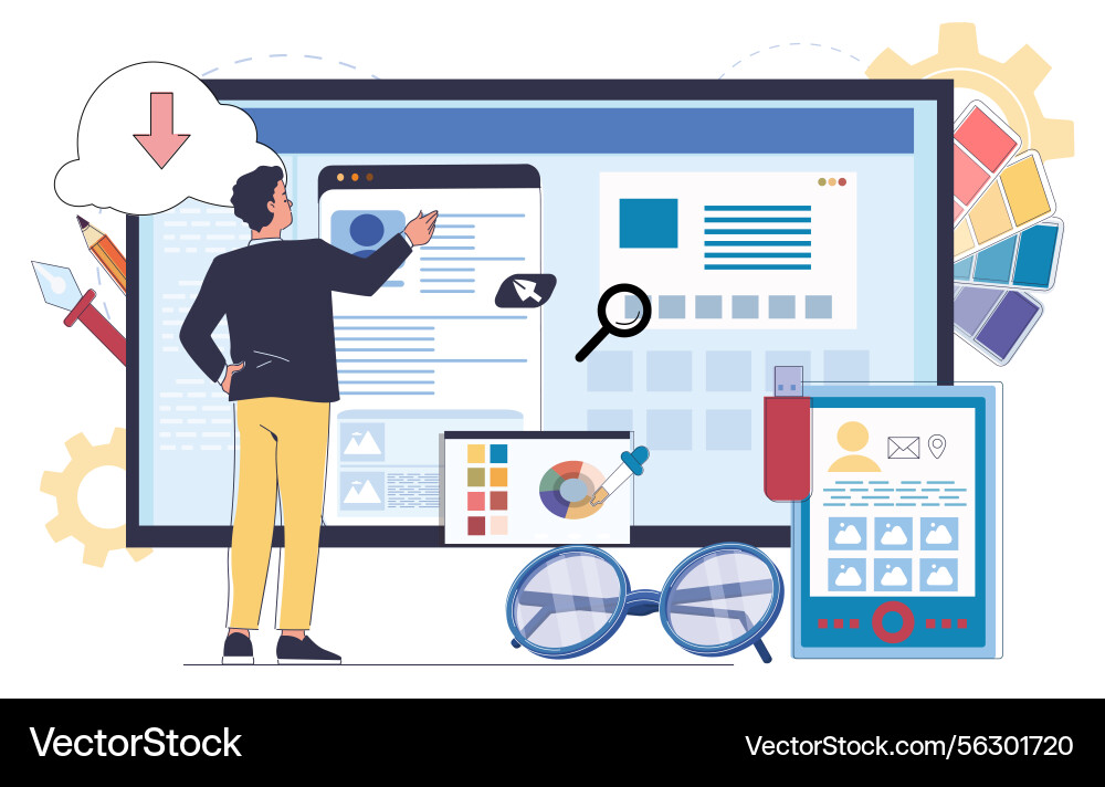 User interface design process concept User interface design process concept vector image