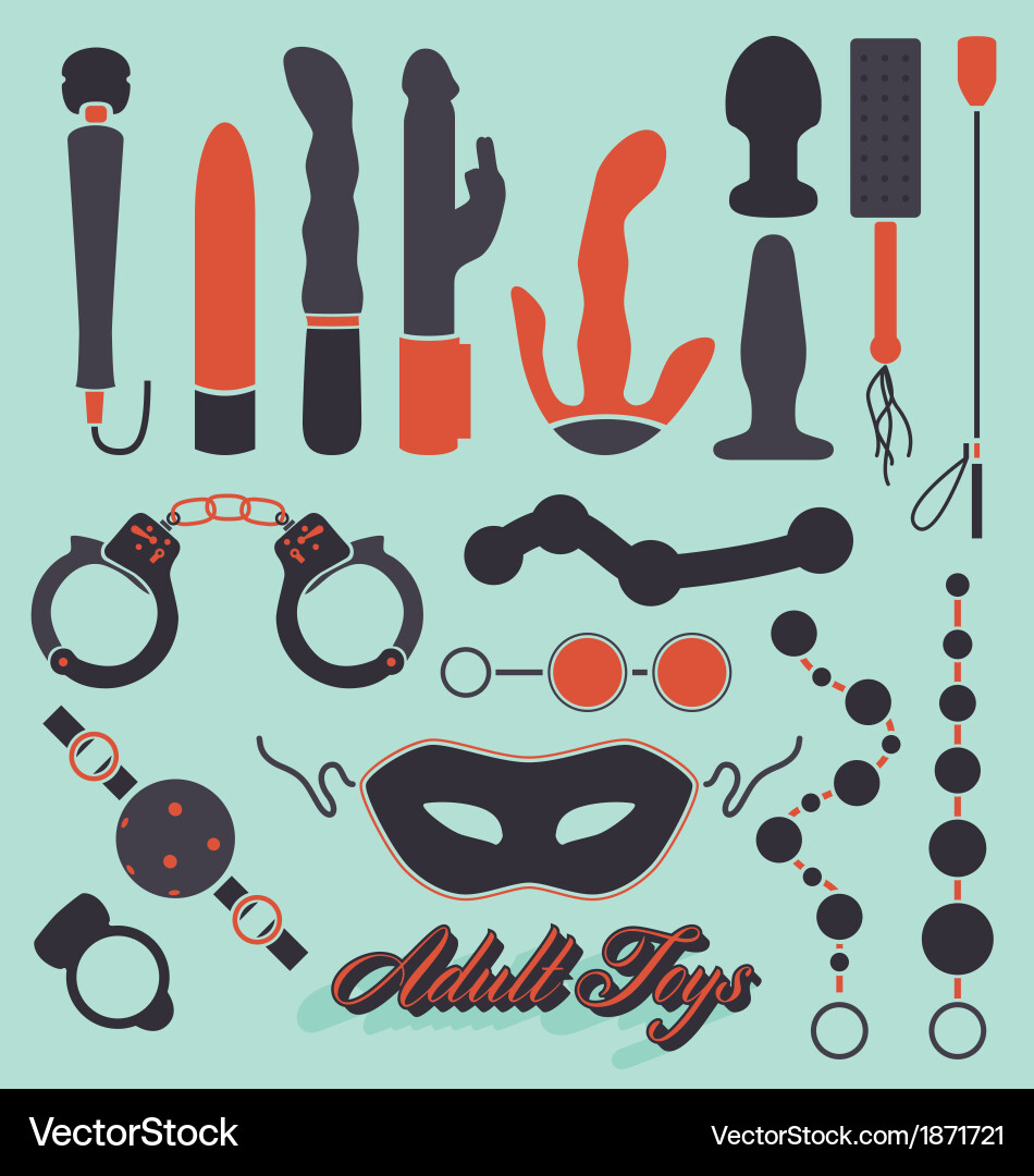 Adult sex toys silhouettes vector image