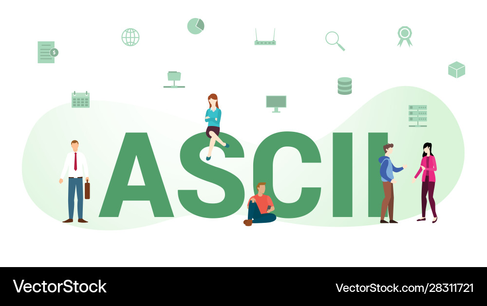 Ascii standard technology data concept with big Ascii standard technology data concept with big Vector Image
