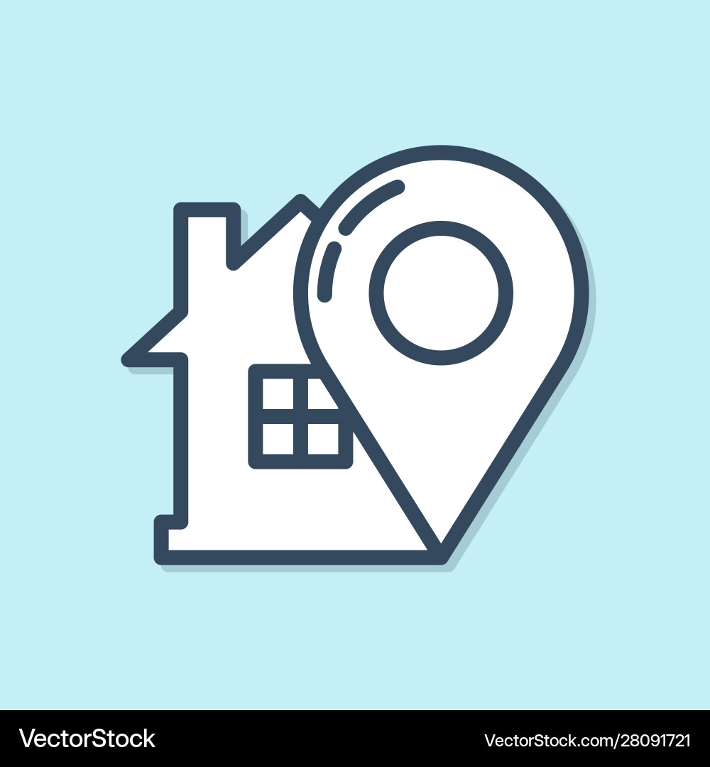 Blue line map pointer with house icon isolated Blue line map pointer with house icon isolated vector image