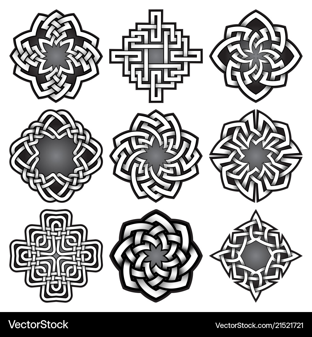 Celtic Knot Ornament Set Vector Image