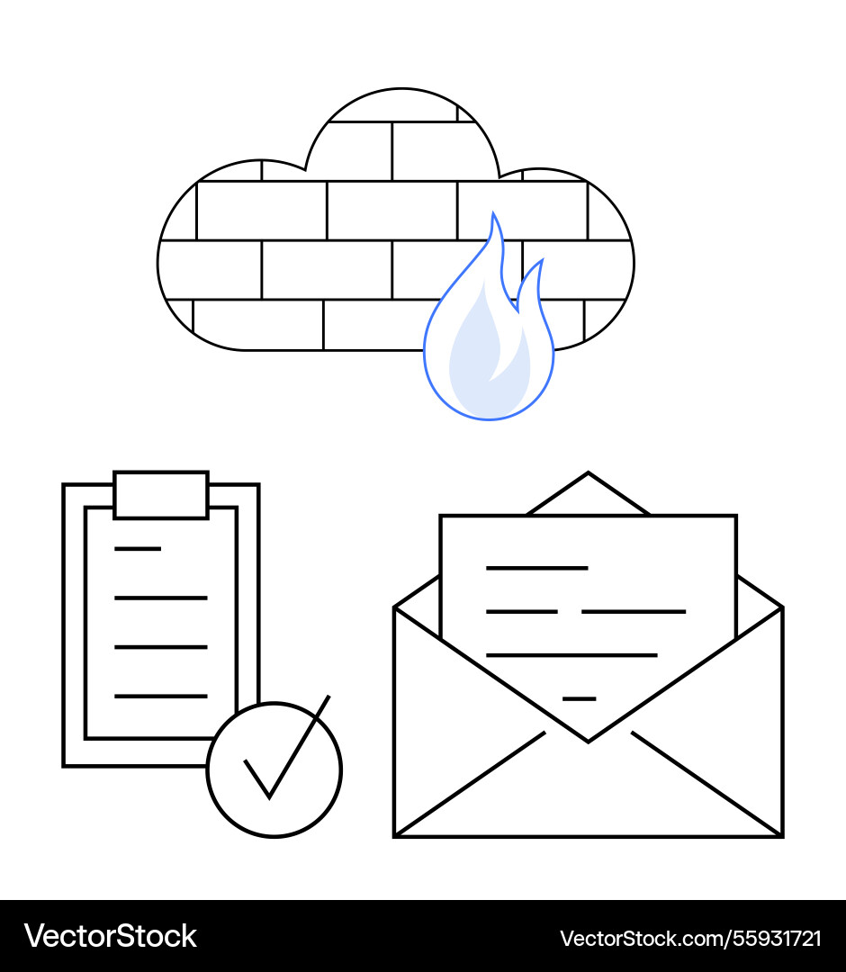 Cloud firewall with security document checklist Cloud firewall with security document checklist vector image