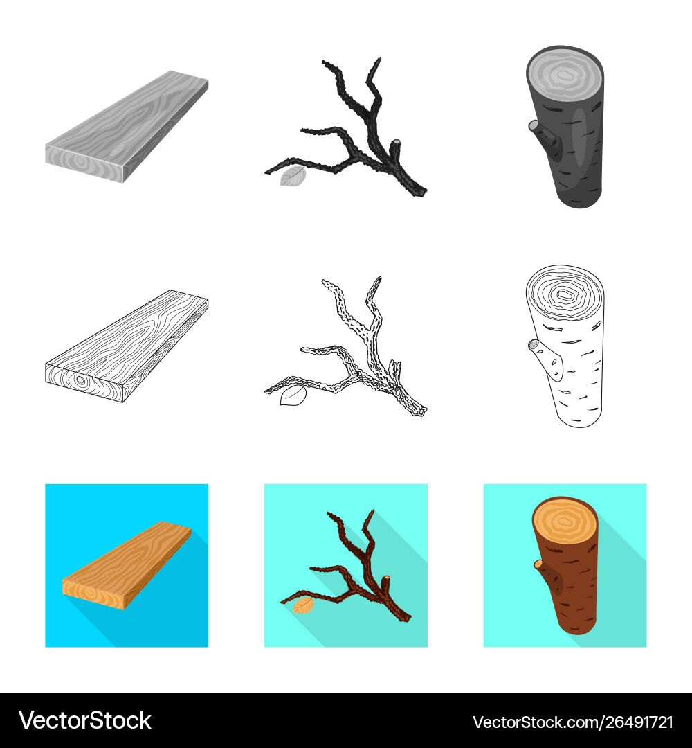 Design tree and raw icon set Vector Image