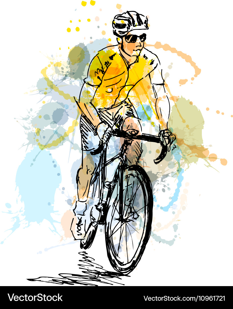 Dynamic Cyclist Sketch Vector Image